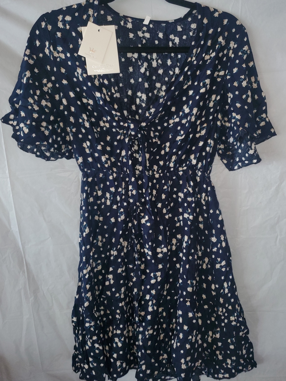 Navy Floral Tie-Front Women's Dress